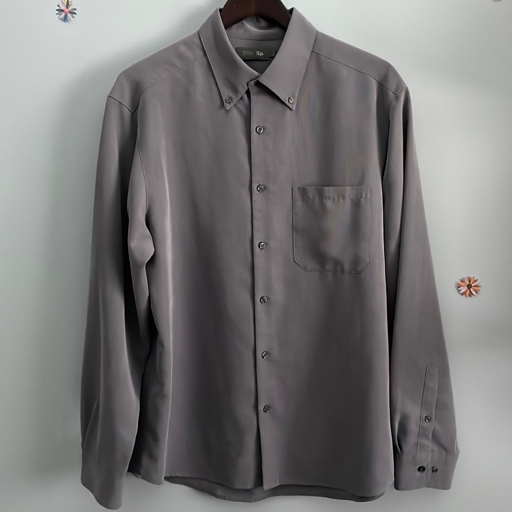 5/$25 Marks & Spencer Button Down Shirt Grey Size L